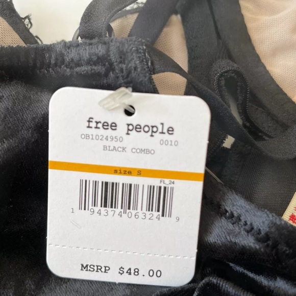 Free People Underwire Velvet Black Combo size S - Picture 6 of 9